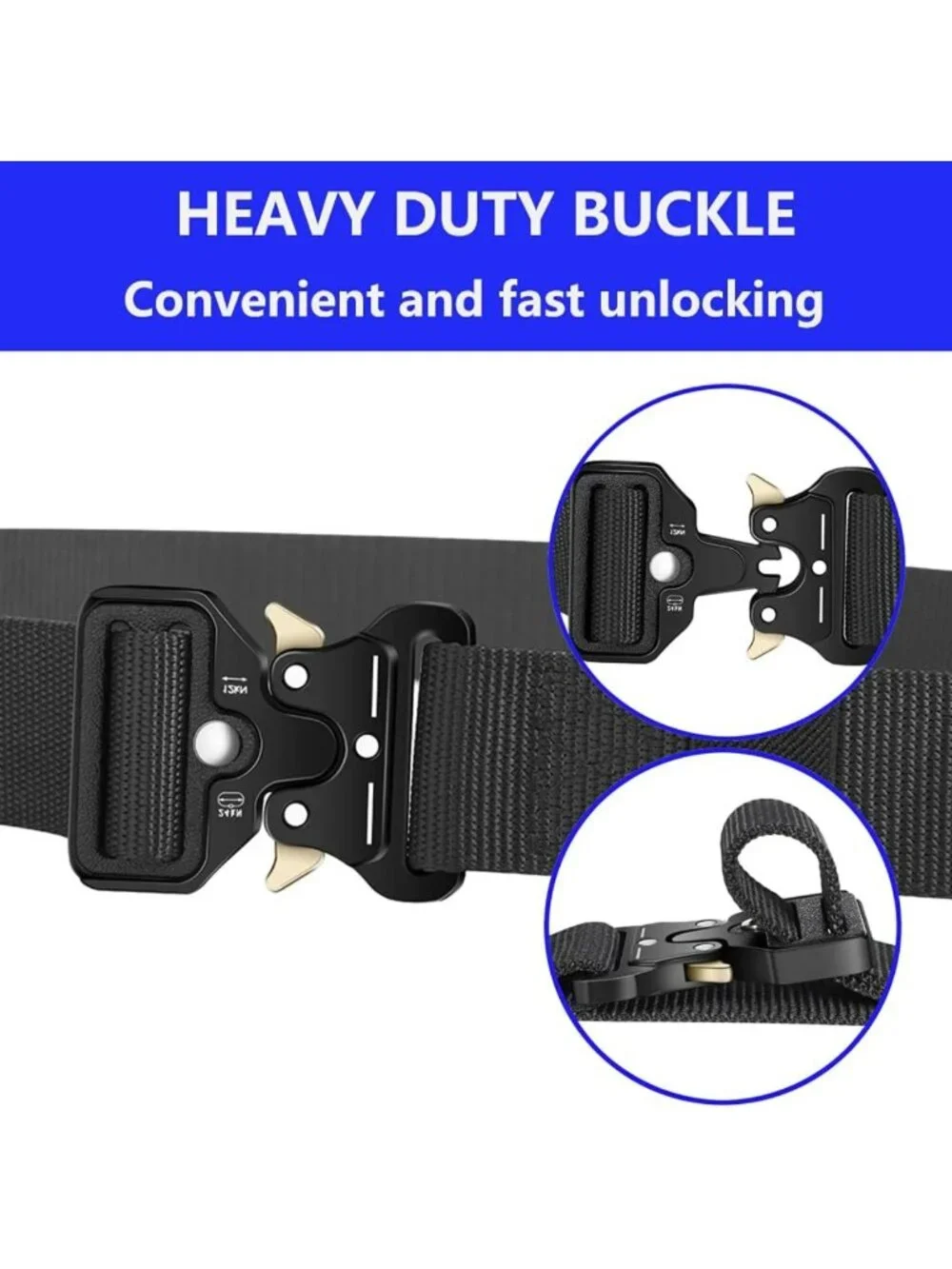 Tactical Military Style Belts for Men - 3-Pack, Quick-Release Buckle & Key Ring